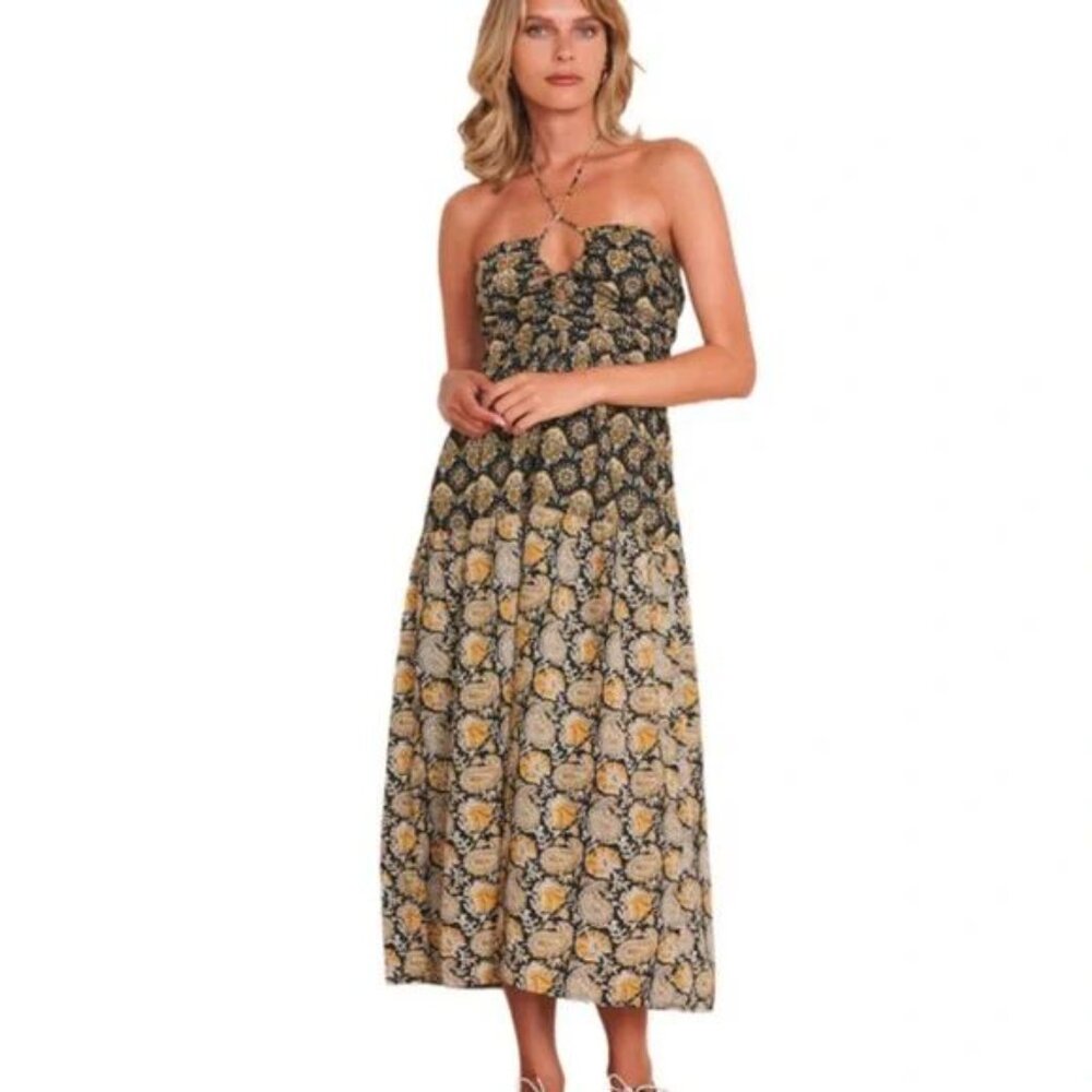 dRA Los Angeles Chienti Print Halter Neck Tea-Length Dress